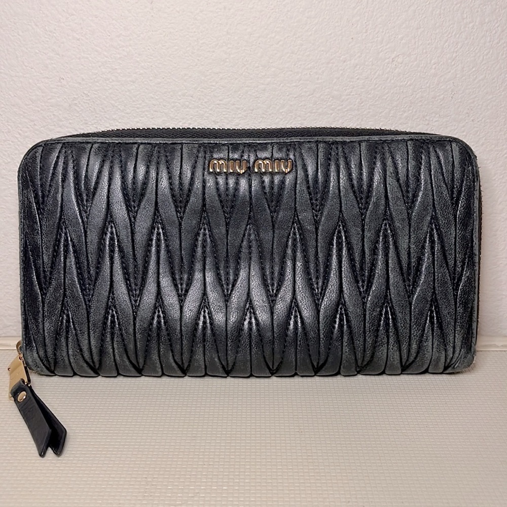 Miu Miu Quilted Black Leather Wallet - image 1
